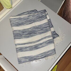 Striped tassel throw